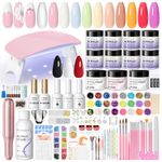 PEACECOLOR Acrylic Nail Kit with Electric Nail Drill and Lamp, 114PCS Nail Set with Everything 11 Colors Clear Pink White Nude Acrylic Powder and Liquid Set False Nail Tips Starter Kit Women Salon