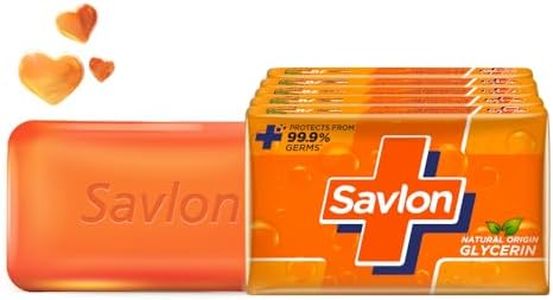 Savlon Moisturizing Glycerin Soap Bar With Germ Protection, 625g (125g - Combo Pack of 5), Soap for Women & Men, For All Skin Types