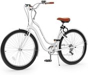 YITAHOME 24 & 26 Inch Beach Cruiser Bike, 7 Speed & Single Speed Commute Bike, Step-Through Bicycle for Adult Women & Men, Steel Frame Cruiser Bike with Full Front & Rear Fenders