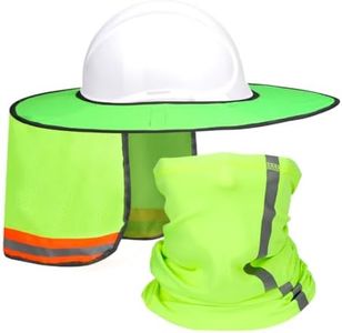 Yanwela Hard Hat Sun Shade, Full Brim Mesh Neck Sun Visor, High Visibility Hard Hat Sun Shield, Hardhat Hats Sunshade Helmet Accessories with Reflective Strip, 2 pcs Set