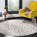 SAFAVIEH Adirondack Collection 10' x 10' Round Light Grey/Grey ADR131C Modern Diamond Distressed Non-Shedding Dining Room Entryway Foyer Living Room Bedroom Area Rug