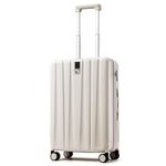 Hanke Upgrade Carry On Luggage Airline Approved, 20'' Lightweight Hardside Suitcase PC Hardshell Luggage with Spinner Wheels & TSA Lock,Carry-On 20-Inch(Ivory White)