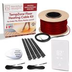 WarmlyYours Heated Floor System Cable Kit 25 sqft 240V Radiant Electric Floor Heating System for Bathrooms, Heated Flooring System Under Tile Floors with LED Touch Non-Programmable Thermostat