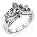 Sz 12 Sterling Silver Cubic Zirconia Princess Crown Tiara CZ Band Ring