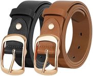 SUOSDEY Fashion Womens Leather Belt, Soft Leather Waist Belt with Pin Buckle for Jeans Pants,width 1.3"