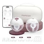Momcozy M5 Smart App Control Hands Free Breast Pump, Double Wearable Breast Pump of Baby Mouth Double-Sealed Flange with 3 Modes & 9 Levels, Electric Pump Portable - 24mm, 2 Pack, Cozy Red