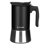 Navaris Moka Coffee Pot - Percolator Espresso Maker for Stovetops Induction Gas Electric Stove Hob - Stainless Steel Percolated Coffee Pot - 6 Cup