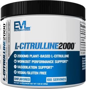 Evlution L-Citrulline2000 Nitric Oxide Pre Workout Powder Nutrition High Strength L Citrulline Powder for Enhanced Muscle Strength and Intense Pumps - Plant Based Nitric Oxide Booster - Unflavored