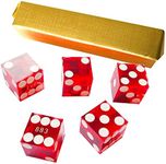 Yuanhe Set of 5 Grade AAA Precision 19mm Serialized Casino dice with Razor Edges and Corners - red …