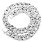 rongji jewelry Men's Metal, Cubic Zirconia Hip Hop Cuban Link Necklace Iced Out with Bling Rhinestones, Fashion Accessory