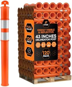 Xpose Safety 43" Orange Delineator Posts, Bulk Full Pallet 120-Pack – T Top, 10" Reflective Band – MUTCD Compliant Traffic Control Equipment for Parking, Construction, Event - Base Not Included