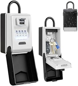 Large Key Lock Box with Light Up Dials, aFallz Waterproof Key Safe Box with 4 Digit Combination, Portable Lock Box for Outside with Removable Shackle for House Car Company Spare Keys Large Capacity