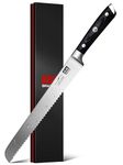 SHAN ZU 10" Bread Knife - Sourdough Slicing Knife Professional German 1.4116 Stainless Steel Serrated Blade, Ergonomic Wood Handle & Full Tang Design, Gift Box Included (Single-Edge
