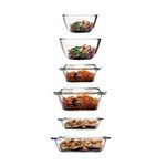 Femora Borosilicate Glass Microwave Safe Baking Dish, Casseroles, Mixing Bowl Bakeware Glass Kitchen Set of 6 (Small) (White), 700 Milliliter