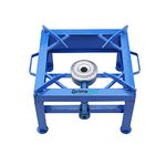 Primelife 10 Square Blue Coated Single Burner Mild Steel Finish Square Canteen Gas Stove/Iron Bhatti with Fitted Brass Nut Hose Pipe, Valve and Gas Lighter (10 Inch)