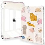 Feams Case for iPad Air 11-inch M2 (2024), iPad Air 5th Generation Case, iPad Air 5th/4th 10.9 Inch 2022/2020 Case Clear Back with Auto Sleep & Pencil Holder for iPad Air 5/4, Cute Dogs