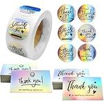 inodiref 100 Pcs Thank You for Supporting My Small Business Cards, Holographic Silver Thank You Cards 500PCS 1” Thank You Stickers Appreciation Note Cards for Online or Retail Stores Handmade Goods