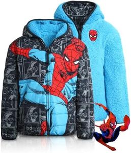 Marvel Boys’ Avengers Spider-Man Reversible Jacket – Spidey Quilted Puffer Coat with Sherpa Fleece Lining (2T-20), Size 3T, Spider Man Blue