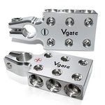 Vgate 6x00 (2/0) AWG Gauge Lead-Acid Battery Terminals Clamp - Positive and Negative (+/-)(Pair) for Tapered Top Post