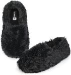 Onmygogo Fuzzy Winter Indoor Slippers for Women (Women size 7-8, Black)