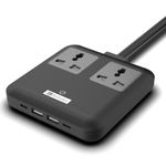 BonKaso Nano 6-in-1 67W GaN Fast Charging Station with 2 AC Outlets, 2 USB-C & 2 USB-A Ports | Ultra Slim Portable Power Hub | Multi-Layer Protection | 110g | 75x75x2.8 cm (Black)