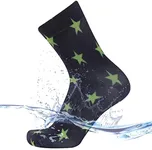 SuMade Ultra Thin Waterproof Socks Fishing, Stylish Super-Thin Printed Socks Women Comfortable Lightweight Breathable Summer Sand Beach Hiking Running Crew Socks (Black-Yellow Star, Small)