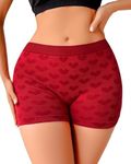 Banamic Womens Boyshort Underwear Seamless Boy Shorts Panties Soft Stretchy Boxer Briefs, Red 395, Small