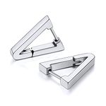 FOCALOOK Mens Earrings Stainless Steel Silver Color Piercing Triangle Stud Earrings Masculine Top Ear Jewellery for Father Husband