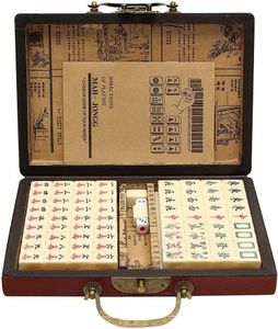 Florauspicious Chinese Mahjong Set - with 146 Tiles, 2 Dice Chinese Style Game for Travel, Family Gathering, Party