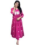 GoSriKi Women's Rayon Blend Anarkali Printed Kurta with Pant (ANVESHI Pink-GS_XXL_Pink_XX-Large)