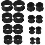 LEEQ 16 Pieces Silicone Flesh Tunnels Ear Stretchers Plugs Body Piercing Expanders, Black by LEEQ