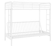 DHP Sammie Twin Over Futon Metal Bunk Bed, Off White