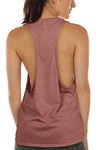 icyzone Workout Tank Tops for Women - Running Muscle Tank Sport Exercise Gym Yoga Tops Athletic Shirts (L, Dusty Pink)