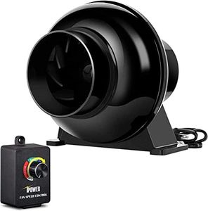 iPower 4 Inch 195 CFM Inline Duct Ventilation Fan Air Circulation Vent Blower with Variable Speed Controller for Hydroponics Grow Tent, Black