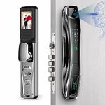 Denler DXL Chrome Smart Lock Dual Batteries Digital Door Lock with 3D Face Recognition, LCD Display & Camera Wi-Fi Remote Unlock Using App, Fingerprint, RFID Card, PIN, Manual Key 3 Years Warranty