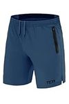 TCA Men's Elite Tech Lightweight Running or Gym Training Shorts with Zip Pockets - Iron Blue, XXL