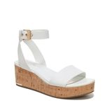 Franco Sarto women's Presley Platform Wedge Sandal, White Leather, 10 Wide