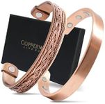 Coppervast Bracelets For Arthritis - Therapy Magnetic Men & Women's With 6 Powerful Magnets Effective Natural Relief Joint Pain (Set Of 2 Plain Braided Inlay), One Size, Copper, no gemstone