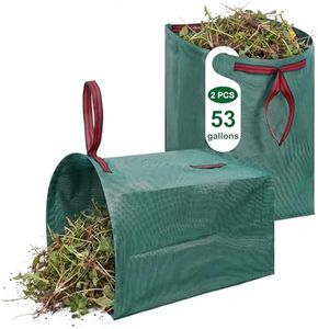 Dntorx 53 Gallon Leaf Collector, 2-Pack Reusable Yard Waste Bags Lawn Leaf Bags With Dustpan-Style Opening And Handle, For Leaves,Grass,Storm Debris,Construction Waste, Heavy-duty&Foldable