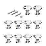 10 Pcs Drawer Knobs, 30mm Crystal Glass Cabinet Knobs Dresser Knobs Diamond Shape Drawer Kitchen Cabinets Dresser Cupboard Wardrobe Pulls Handles Glass Cabinet Knobs