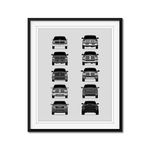 Dodge Ram Pickup Truck Generations Inspired Car Poster - Handmade Print of Ram 1500 2500 3500 - Grey, 8x10" Satin Print (Unframed) - Perfect Gift for Car Enthusiast