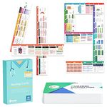 49 Horizontal Nursing Badge Reference Cards, Nursing School Essentials Set, Bonus Cheat Sheets - Lab Values, EKG, Vitals, Etc for Nurse, LPN, Or Students