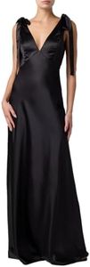 Lulus Henrietta Satin Cowl Back Tie Strap Maxi Dress – Elegant Formal Gown for Women Black