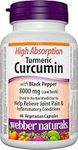 Webber Naturals Turmeric Curcumin with Black Pepper High Absorption, 8,000 mg of Raw Herb, 60 Capsules, Antioxidant Support, Vegan