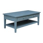 IC International Concepts Coffee Table, Antique Rubbed Ocean Blue