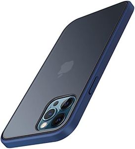 TENDLIN Funda Compatible con iPhone 12 y 12 Pro (6.1 Pulgada), Carcasa Protectora Anti Choques con Duro Translúcida Mate Panel Posterior y Marco de Silicona Suave Cómoda Case - Azul Mate