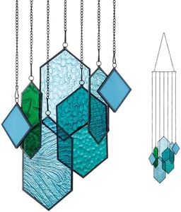 Stained Glass,Window Decor,Stained Glass Suncatchers Window Hanging,Modern Design Home Decor,Gifts for Couples.(Blue-Green)