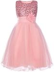 HENG&LING Sequin Flower Girls Dress Ball Gown Wedding Party Dress Sleeveless Little Girls Evening Formal Pegeant Pink 150