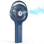 COMLIFE Handheld Misting Fan, USB or Rechargeable Battery Powered, 50ml Large Water Tank 3 Powerful Speeds 180 Deg Foldable Spray Fan for Desktop Home Office Dorm Hiking Travel Outdoors, Blue