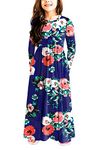 storeofbaby Long Dress for Kids Girls Cute Flower Print Frocks for Evening Party